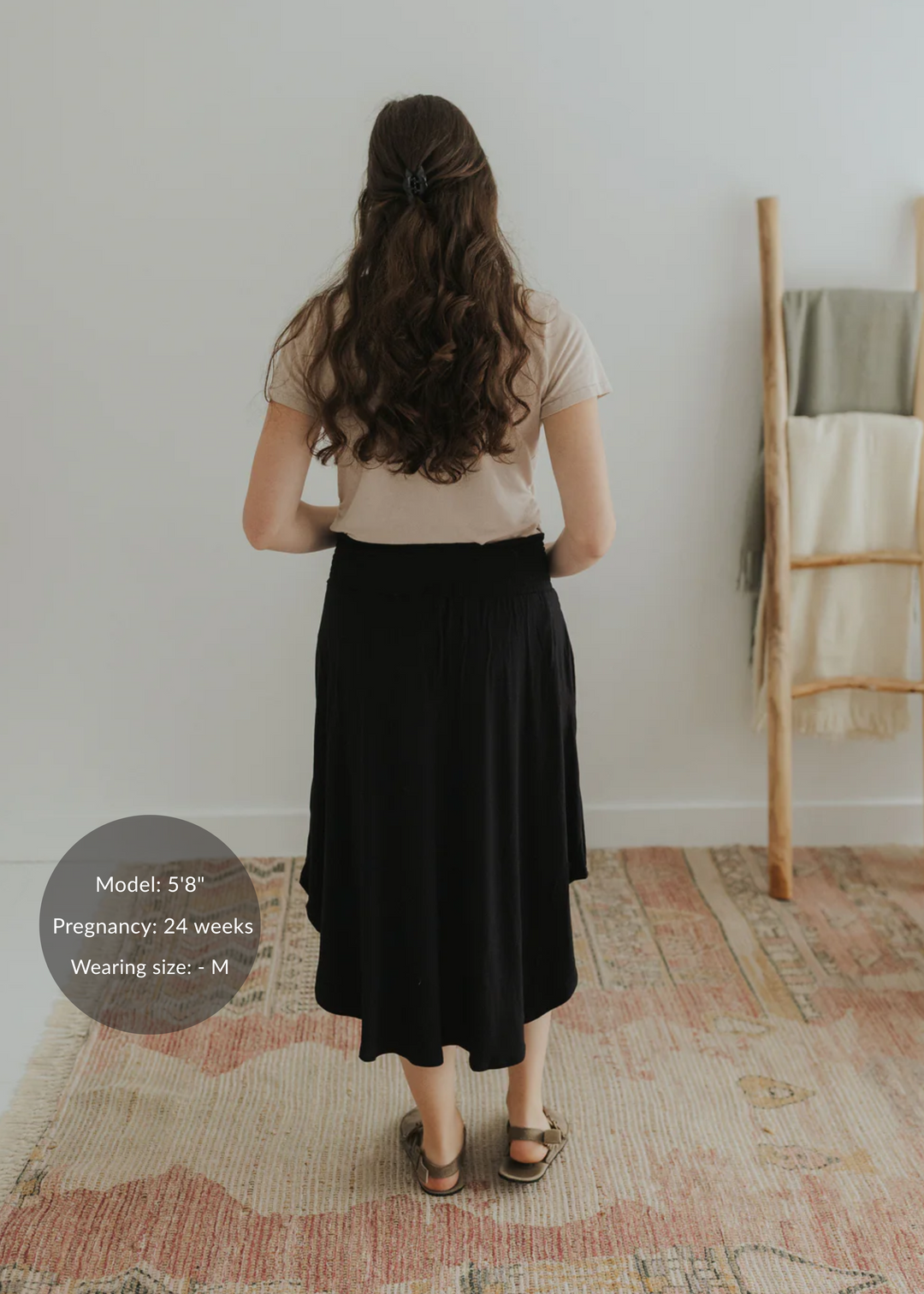 Transitional Smocked Midi Asymmetrical Skirt