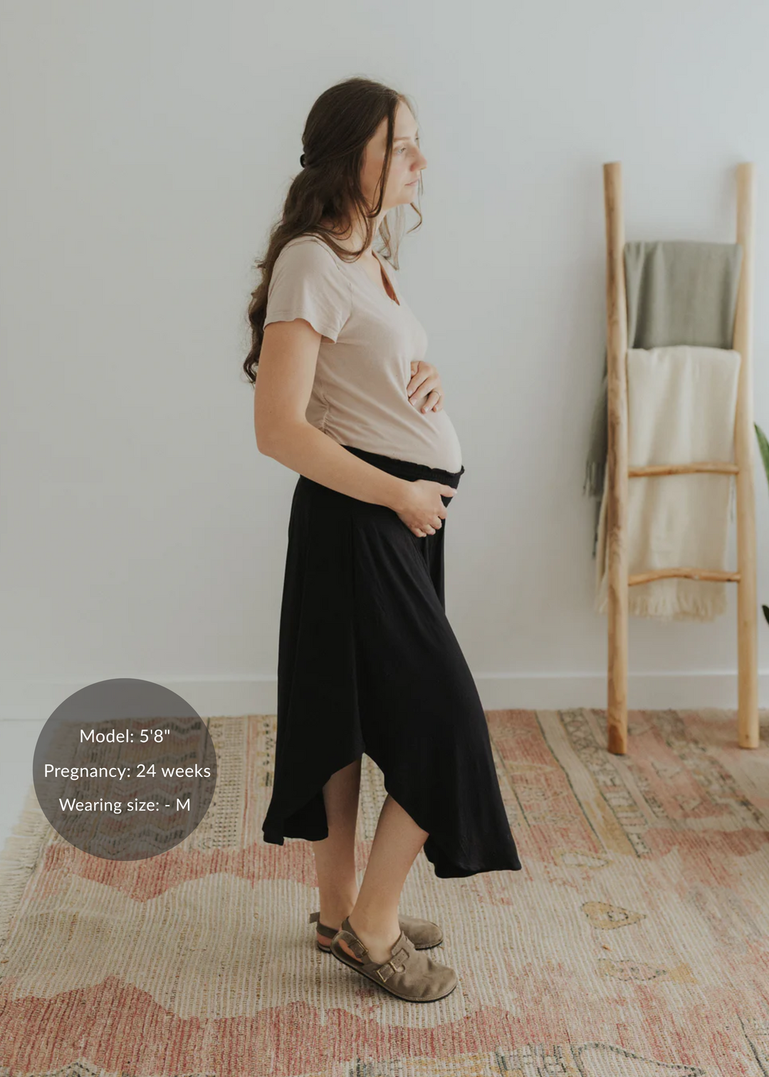 Transitional Smocked Midi Asymmetrical Skirt