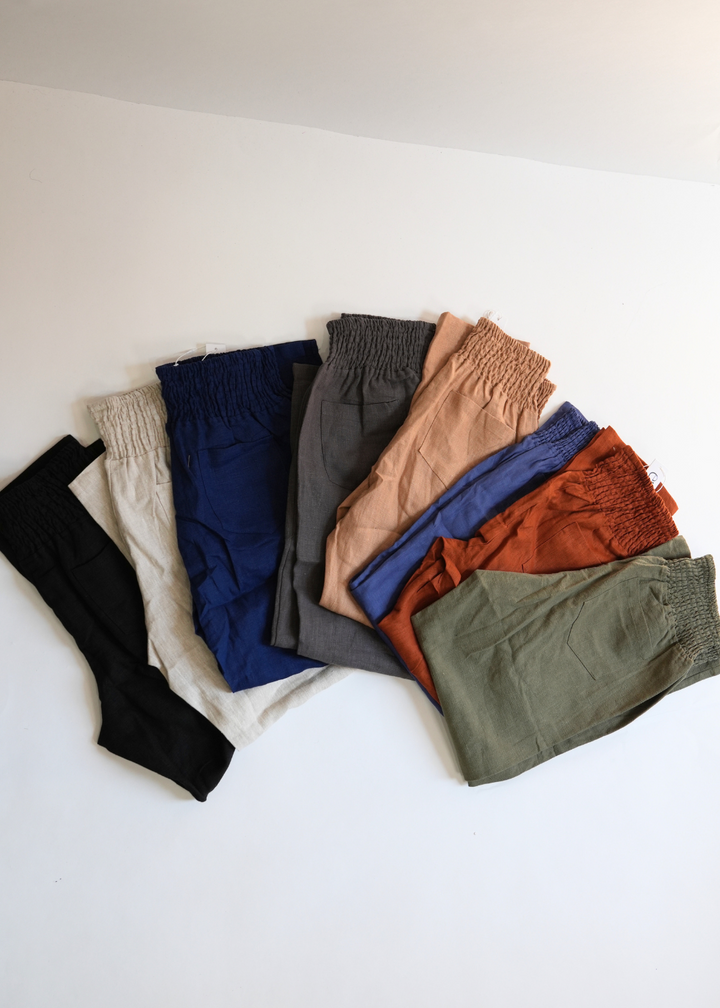 (Preloved) - Everyday Transitional Maternity Smocked Linen Pant - Pants