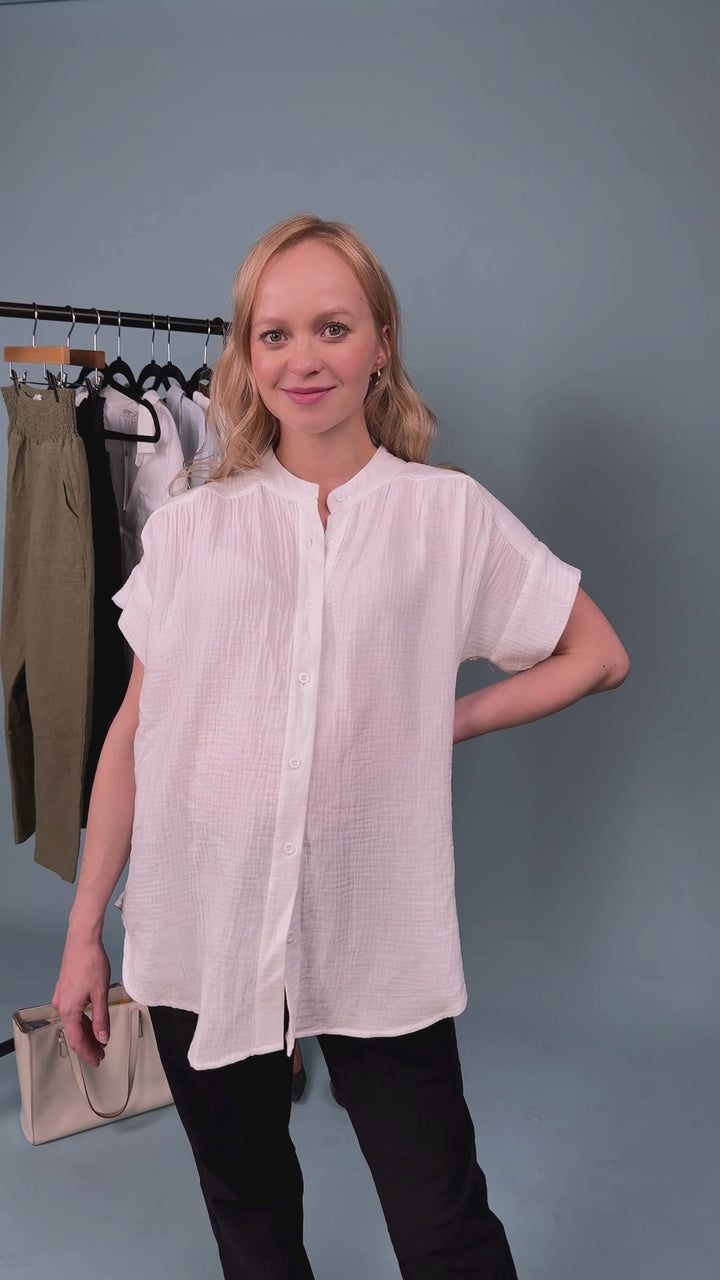 Gauze Button Down Top