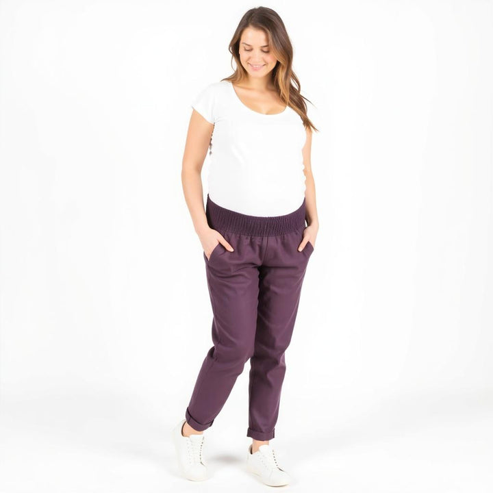 Everyday Transitional Maternity Smocked Linen Pant