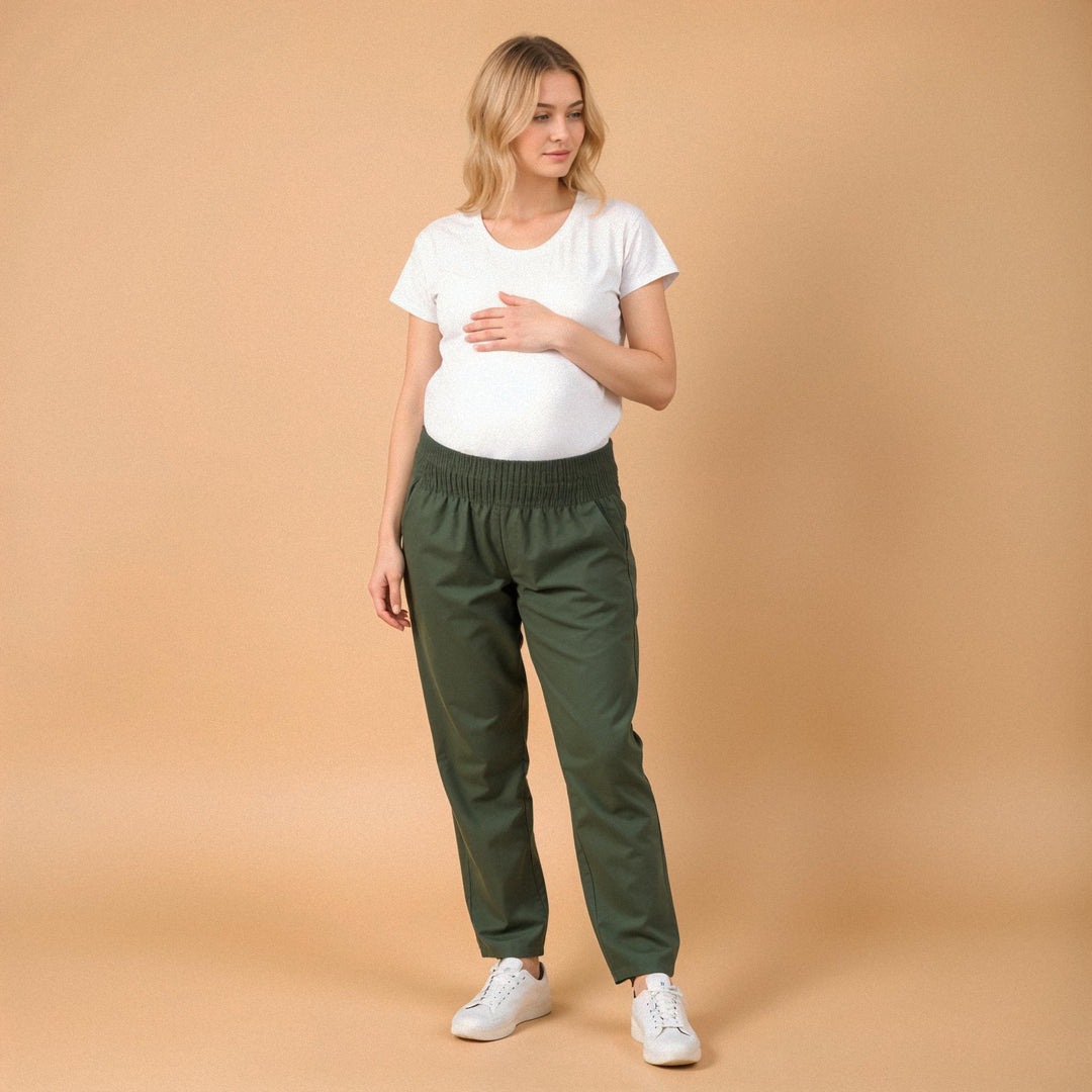 Everyday Transitional Maternity Smocked Linen Pant