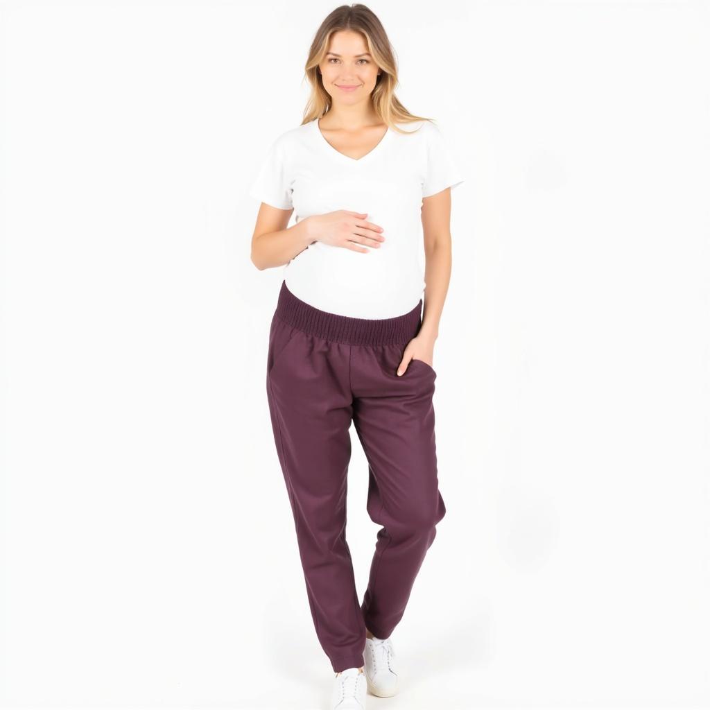 Everyday Transitional Maternity Smocked Linen Pant