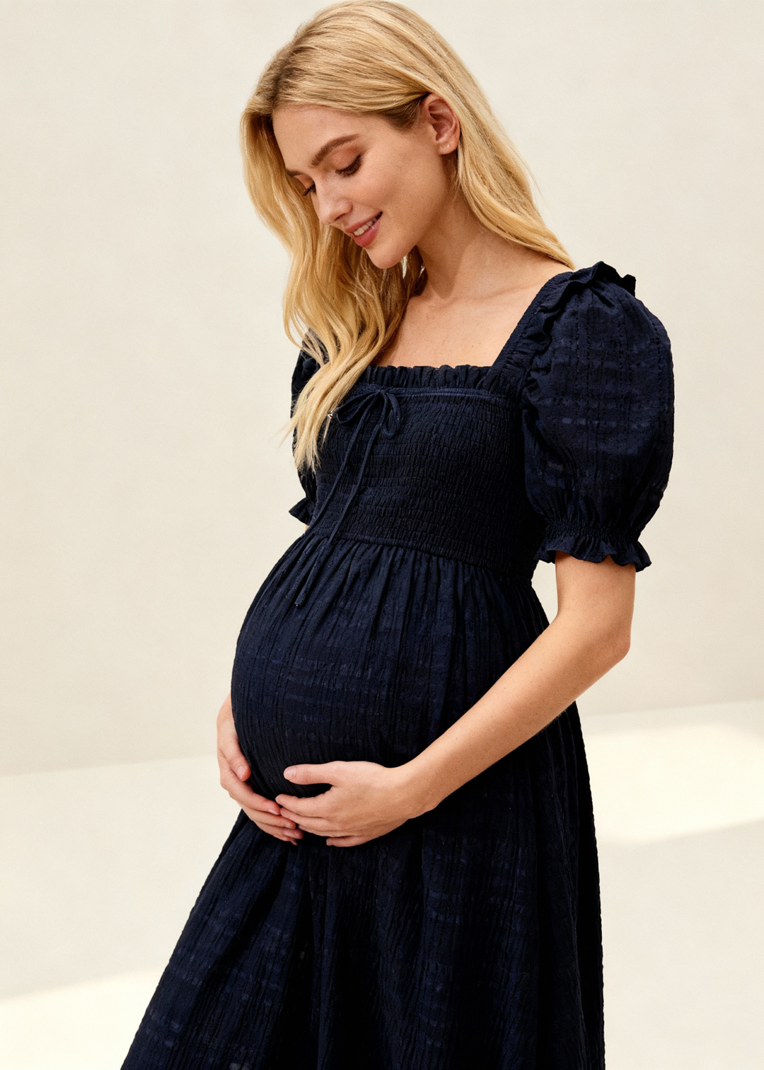 Romantic Navy Square Neck Dress