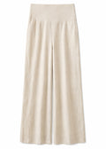 Wide-Leg Shirred-Back Pull-On Linen Trousers in Linen in Natural — flat lay
