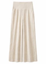Wide-Leg Shirred-Back Pull-On Linen Trousers in Linen in Natural — flat lay