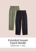 Emme Extended Inseam Transitional Linen Pant 2-Pack — longer-length maternity pants in two colors