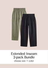 Emme Extended Inseam Transitional Linen Pant 2-Pack — longer-length maternity pants in two colors