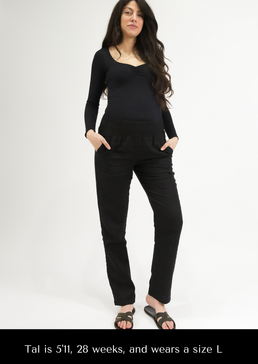 Lenam Women's Stretch Fit Black Maternity Pants M : : Fashion