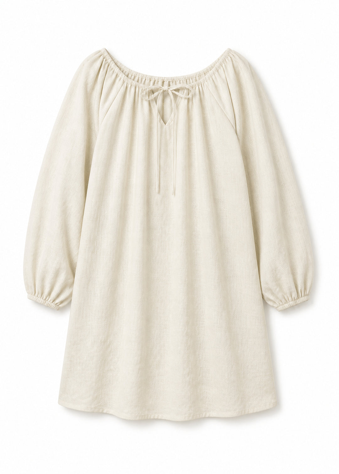 Gathered-Neck Sleep Dress in Natural - flat lay