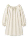Gathered-Neck Sleep Dress in Natural - flat lay