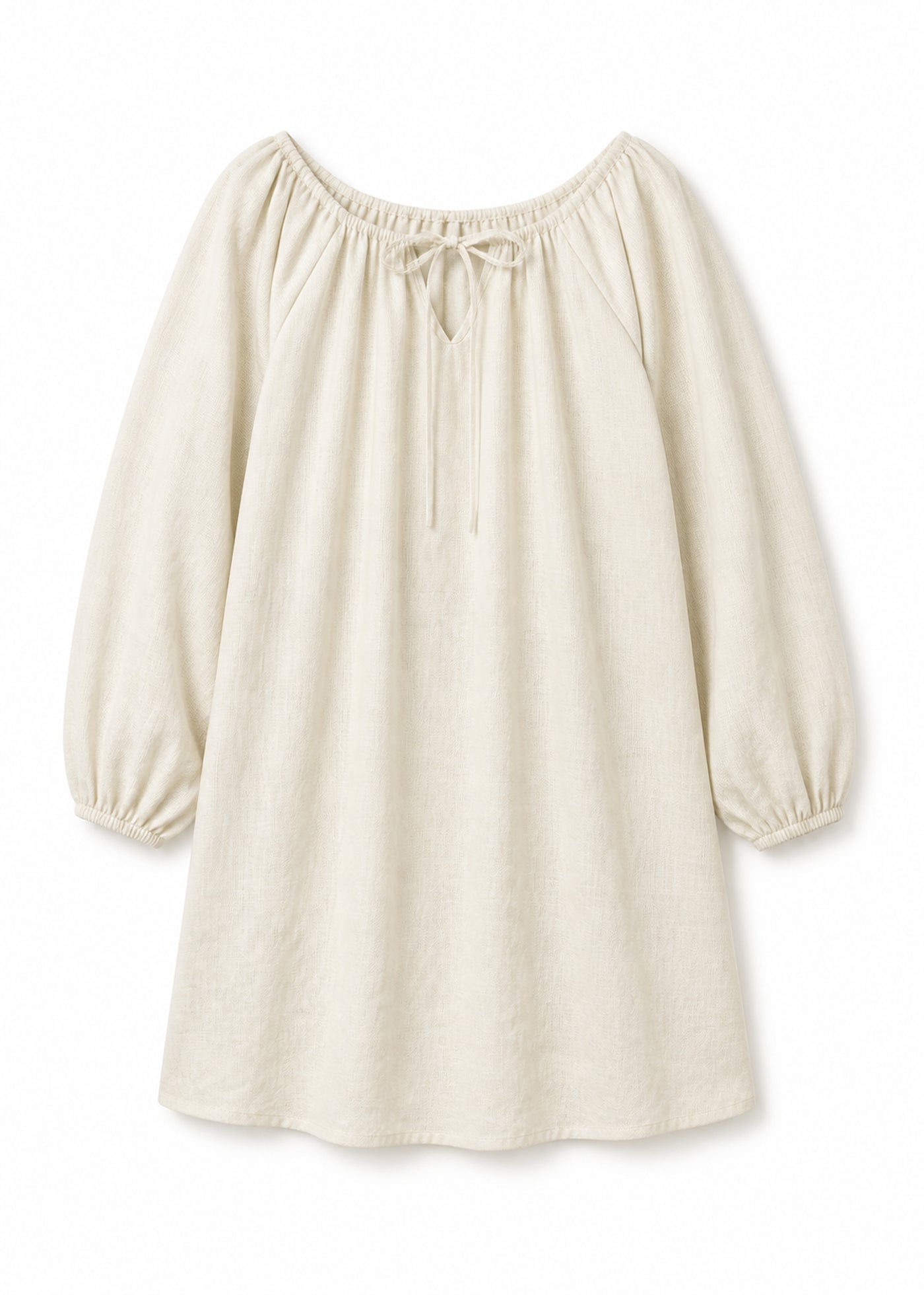 Gathered-Neck Sleep Dress in Natural - flat lay