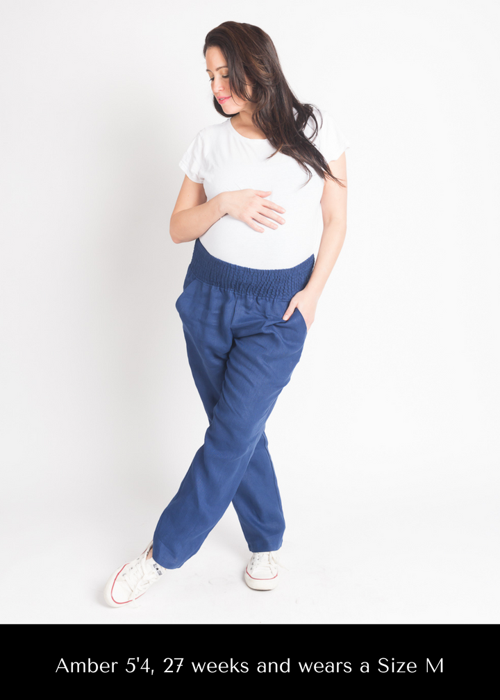 Everyday Transitional Maternity Smocked Linen Pant