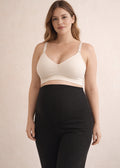 Seamless Clip-Down Nursing Bra in Natural — on model, front