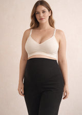 Seamless Clip-Down Nursing Bra in Natural — on model, front