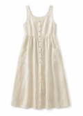Cap-Sleeve Tiered Linen Maternity Maxi Dress in Linen in Natural — flat lay