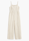 Tie-Strap Wide-Leg Linen Jumpsuit in Linen in Natural — flat lay