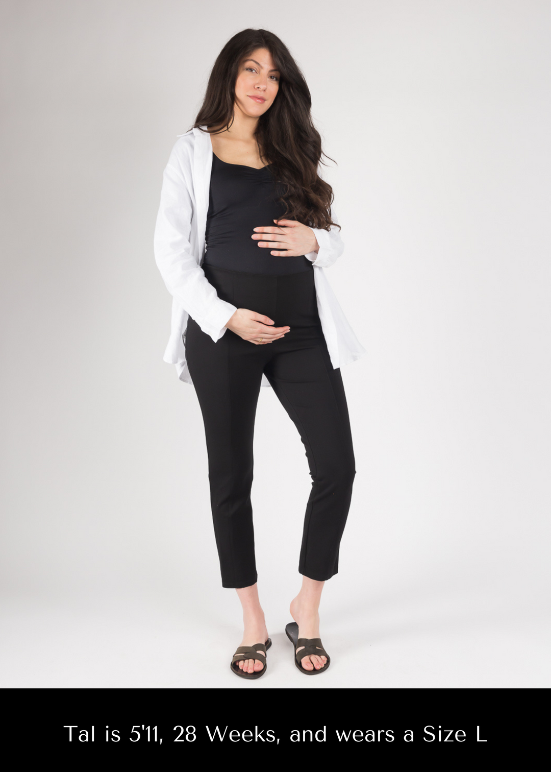 Pregnancy Office Pants Elastic Waist Maternity Black Work Trousers