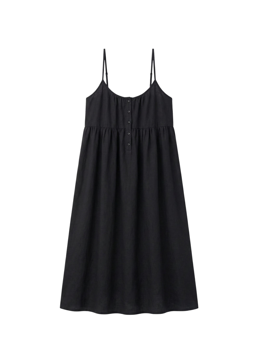 Cotton Voile Nursing Nightgown in Black — flat lay