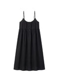Cotton Voile Nursing Nightgown in Black — flat lay
