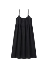 Cotton Voile Nursing Nightgown in Black — flat lay