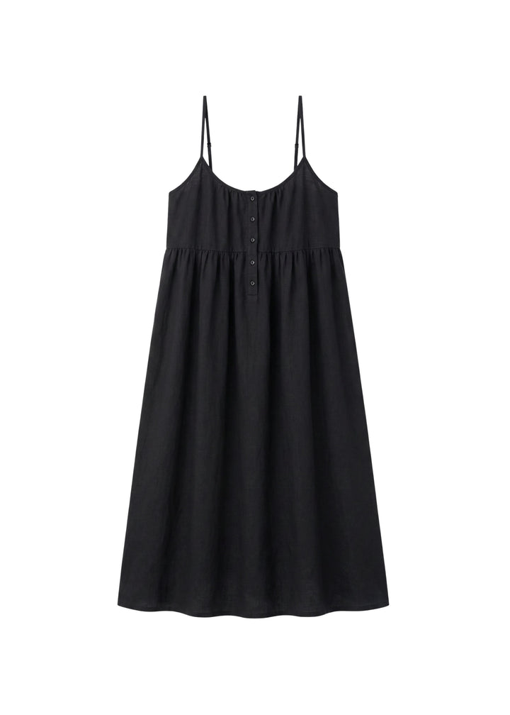 Cotton Voile Nursing Nightgown in Black — flat lay
