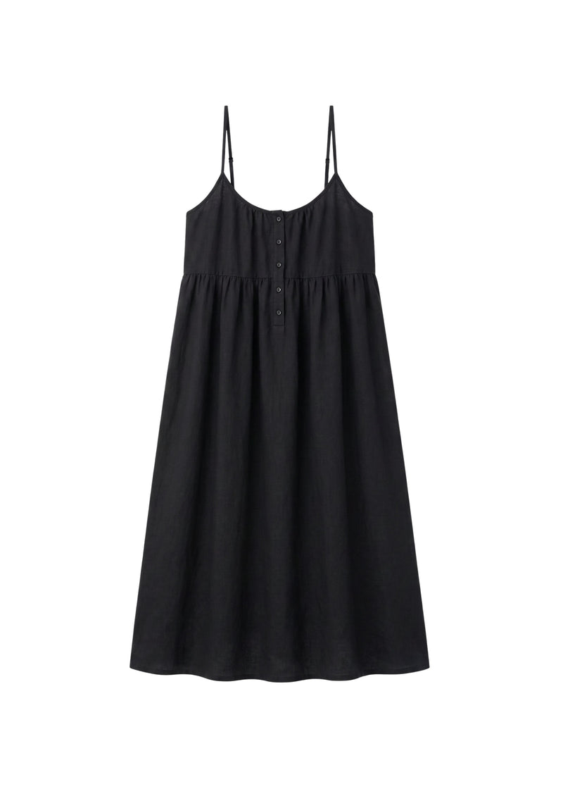 Cotton Voile Nursing Nightgown in Black — flat lay