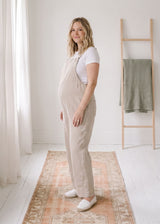 Linen Overall Jumpsuit in Linen in Natural — on model