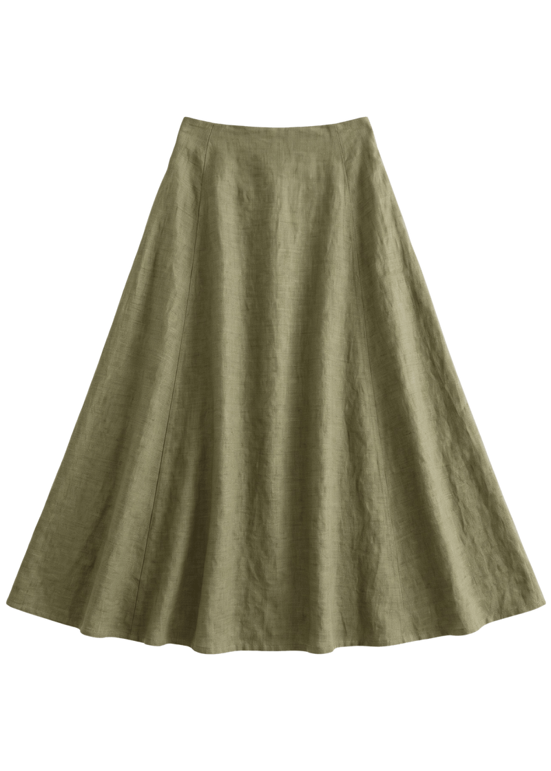 A-Line Paneled Skirt in Sandwashed Linen