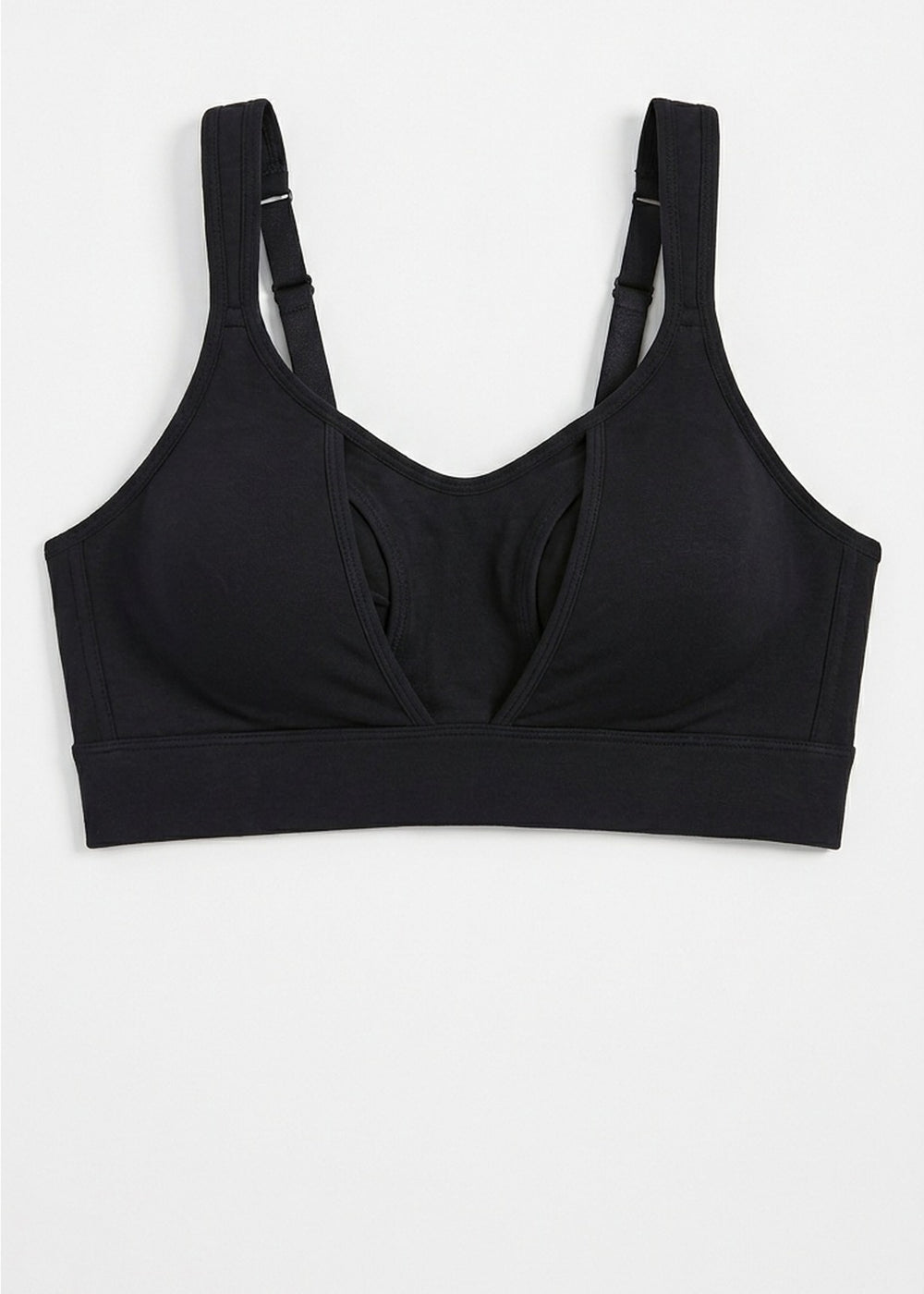 Hands-Free Pumping & Nursing Bra in Black — flat lay, front