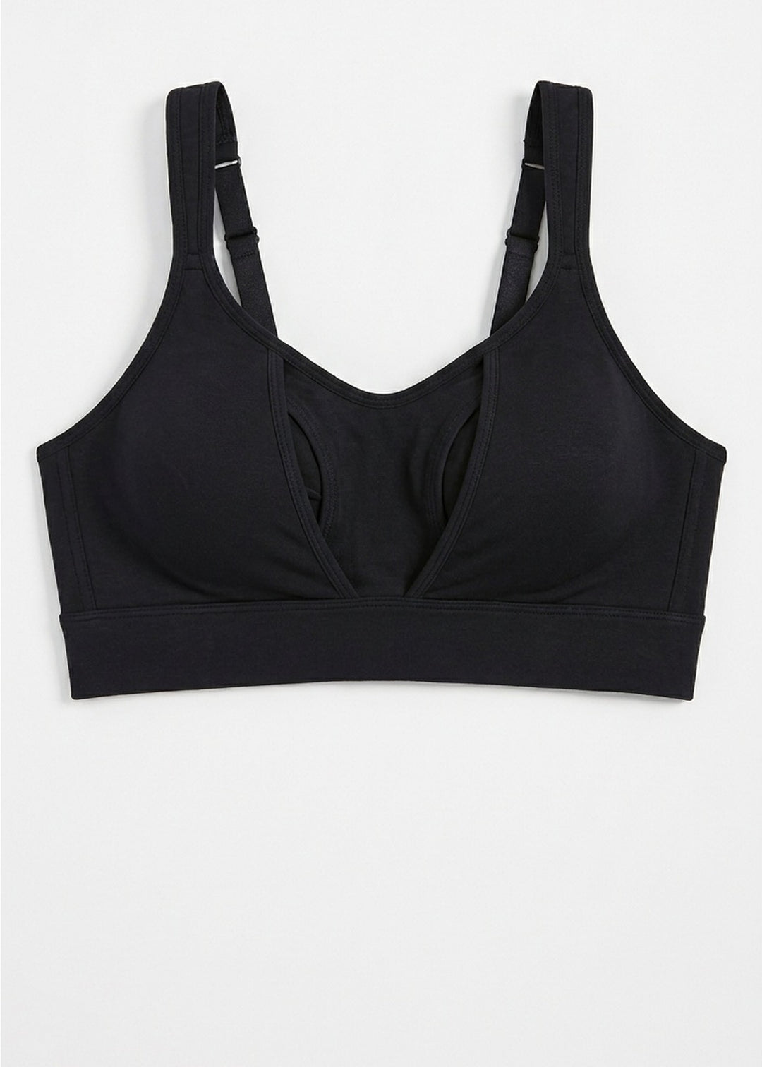 Hands-Free Pumping & Nursing Bra in Black — flat lay, front