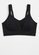Hands-Free Pumping & Nursing Bra in Black — flat lay, front