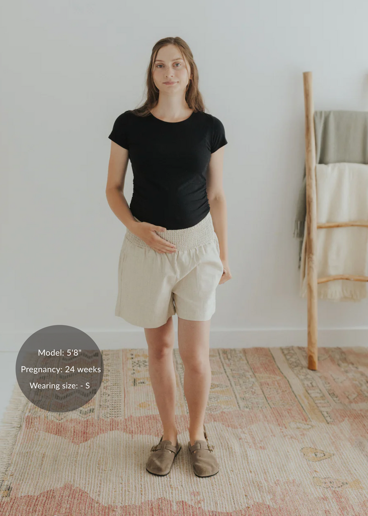 Smocked Shorts in Reedcloth™ | Linen Maternity Shorts