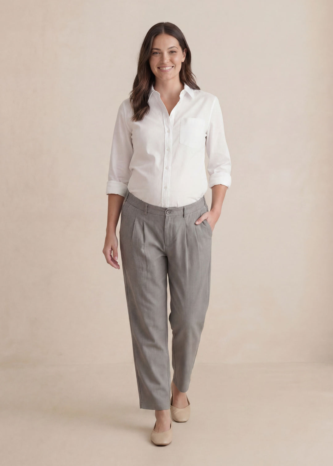Adjustable Dress Pant in Cotton/Wool