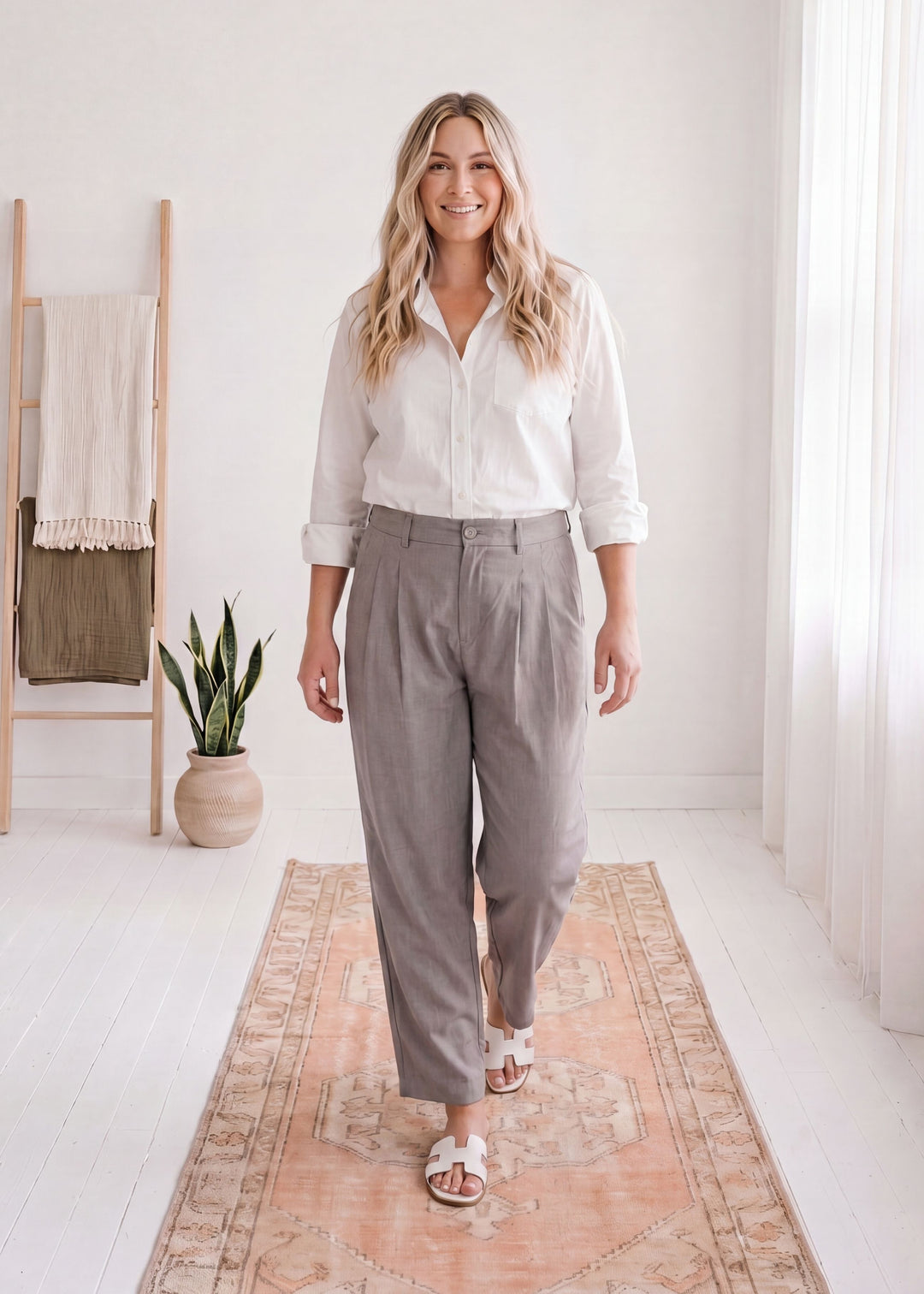 Adjustable Dress Pant in Cotton/Wool