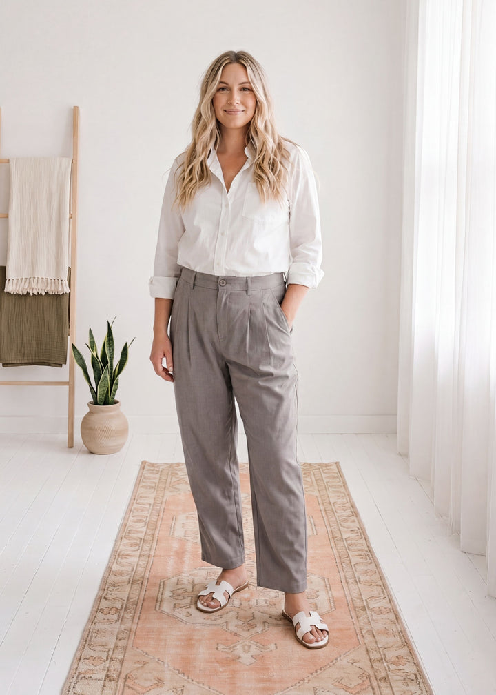Adjustable Dress Pant in Cotton/Wool