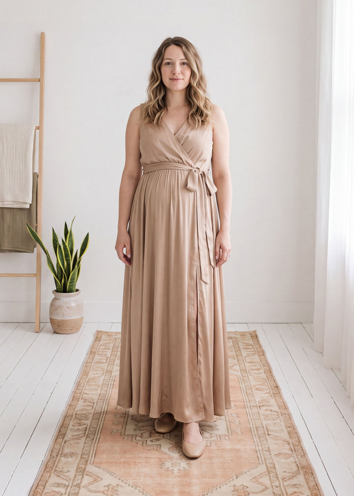 Adjustable Sleeveless Nursing Wrap Dress