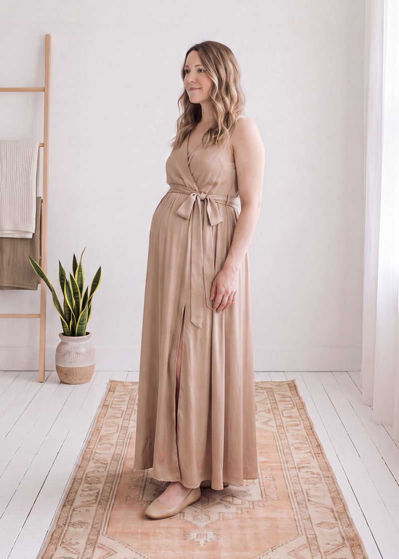 Adjustable Sleeveless Nursing Wrap Dress