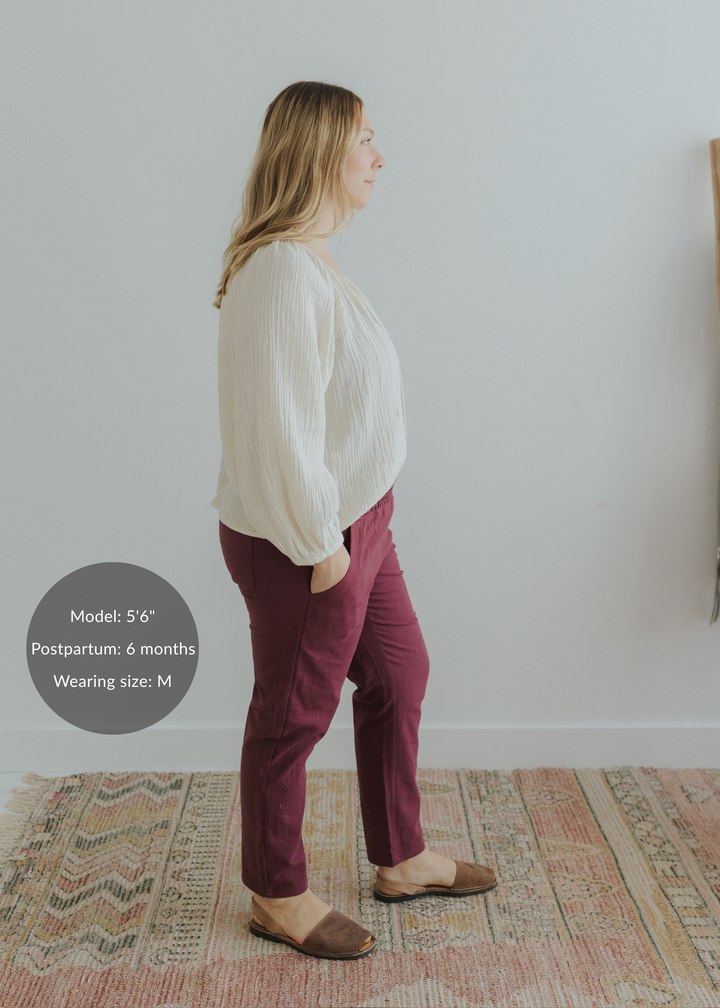 Everyday Transitional Maternity Smocked Linen Pant
