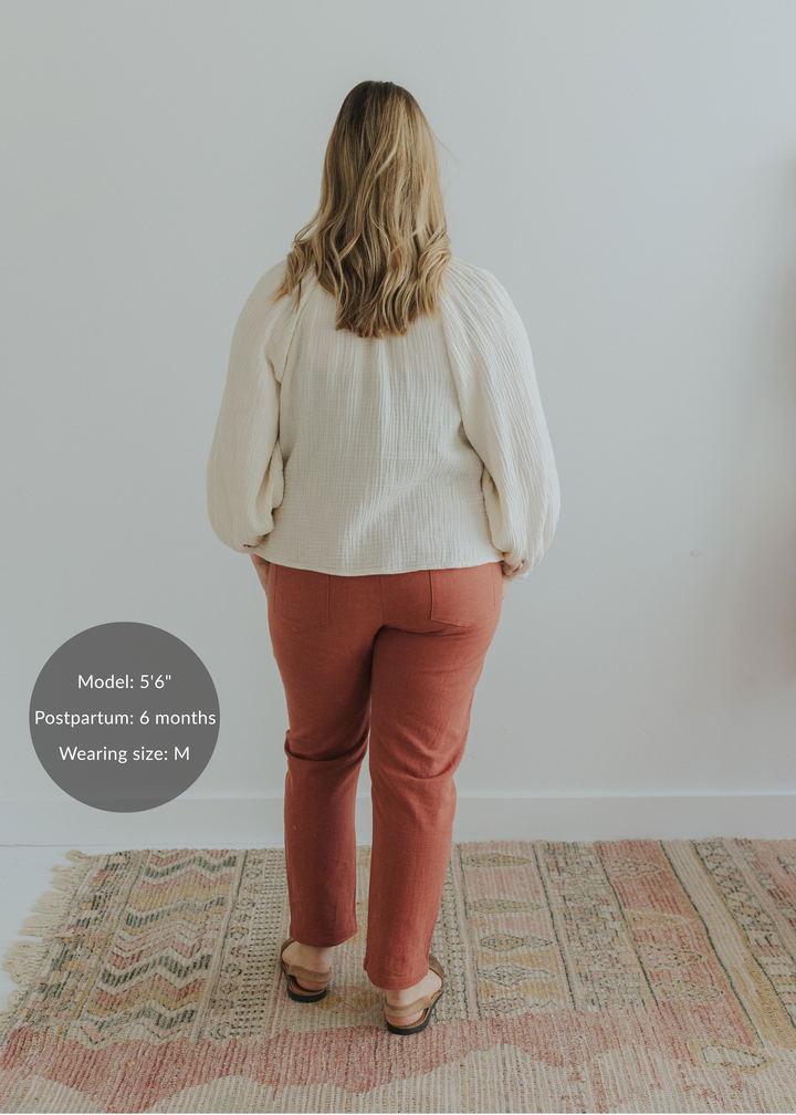 Everyday Transitional Maternity Smocked Linen Pant