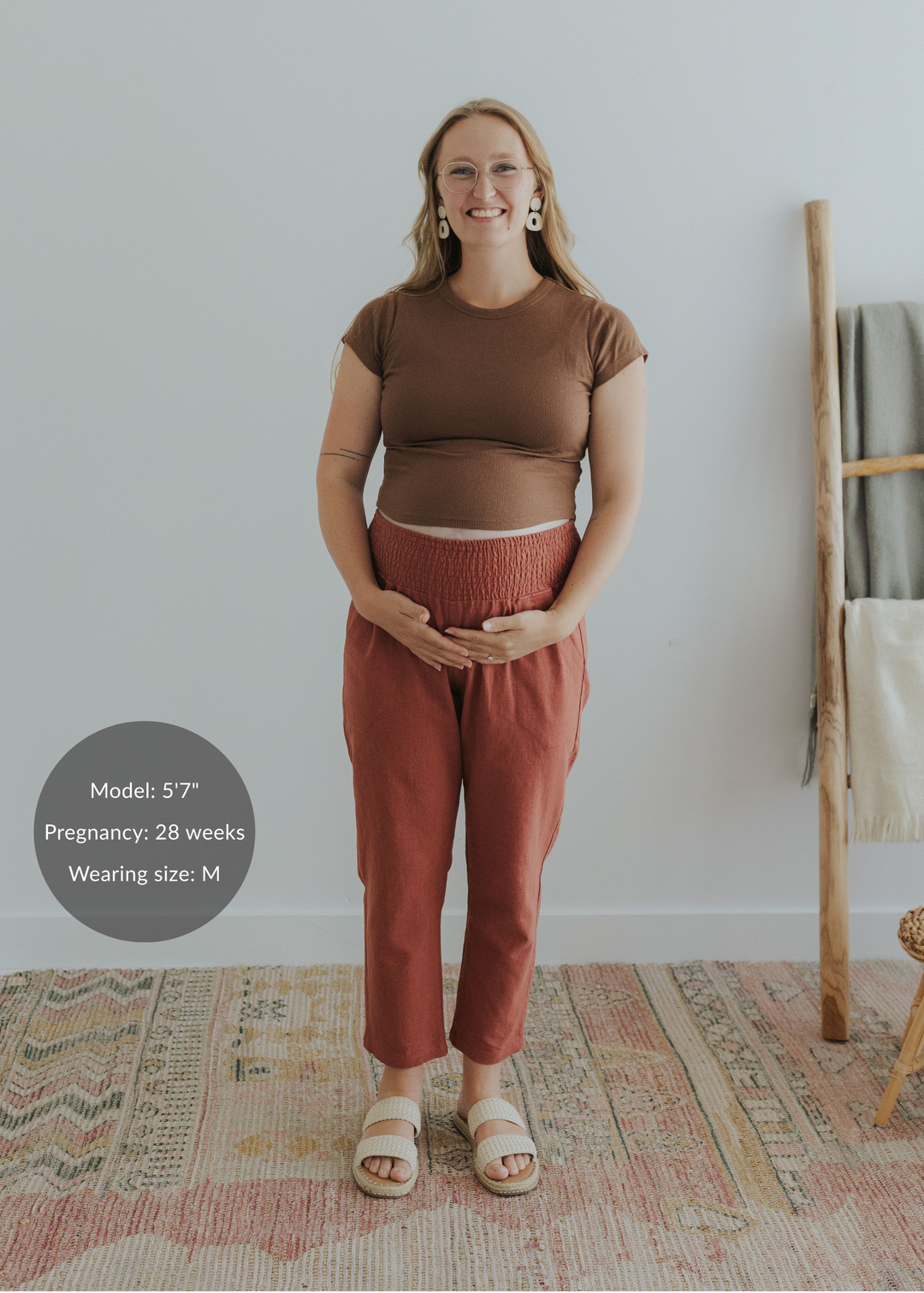 Everyday Transitional Maternity Smocked Linen Pant