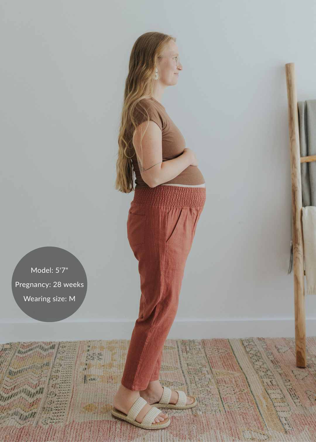 Everyday Transitional Maternity Smocked Linen Pant
