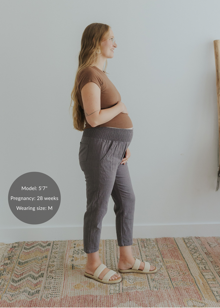 Everyday Transitional Maternity Smocked Linen Pant