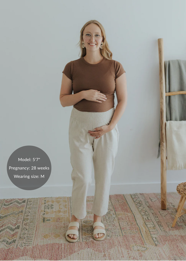 Everyday Transitional Maternity Smocked Linen Pant