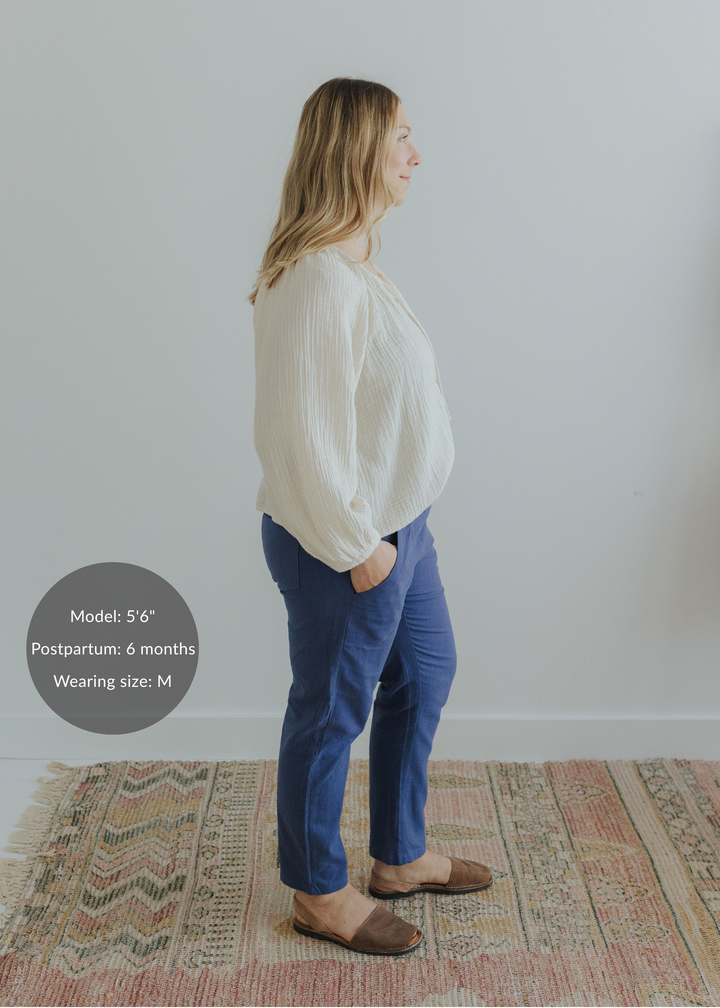 Everyday Transitional Maternity Smocked Linen Pant