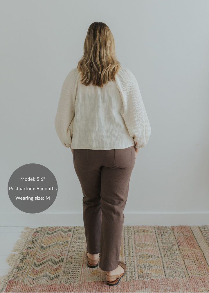 Everyday Transitional Maternity Smocked Linen Pant