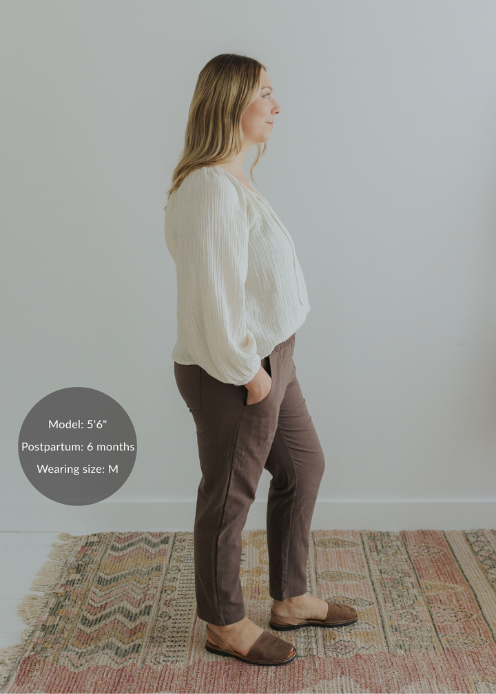 Everyday Transitional Maternity Smocked Linen Pant