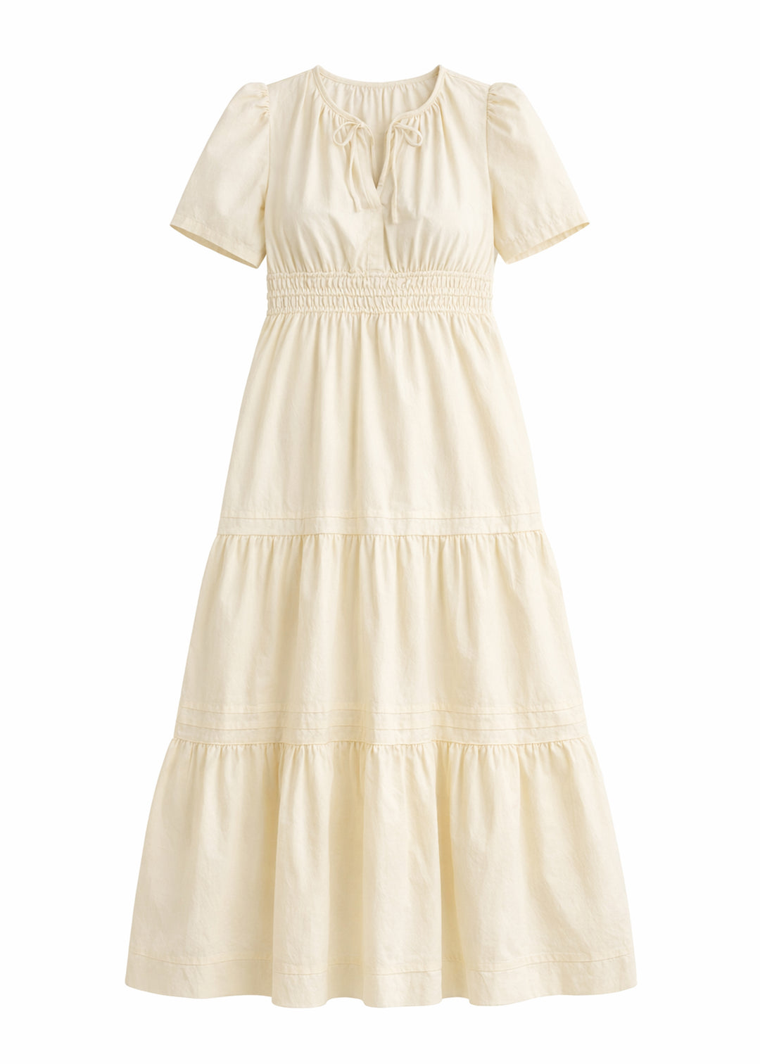 Organic Cotton Poplin Maternity Maxi Dress in Natural — flat lay