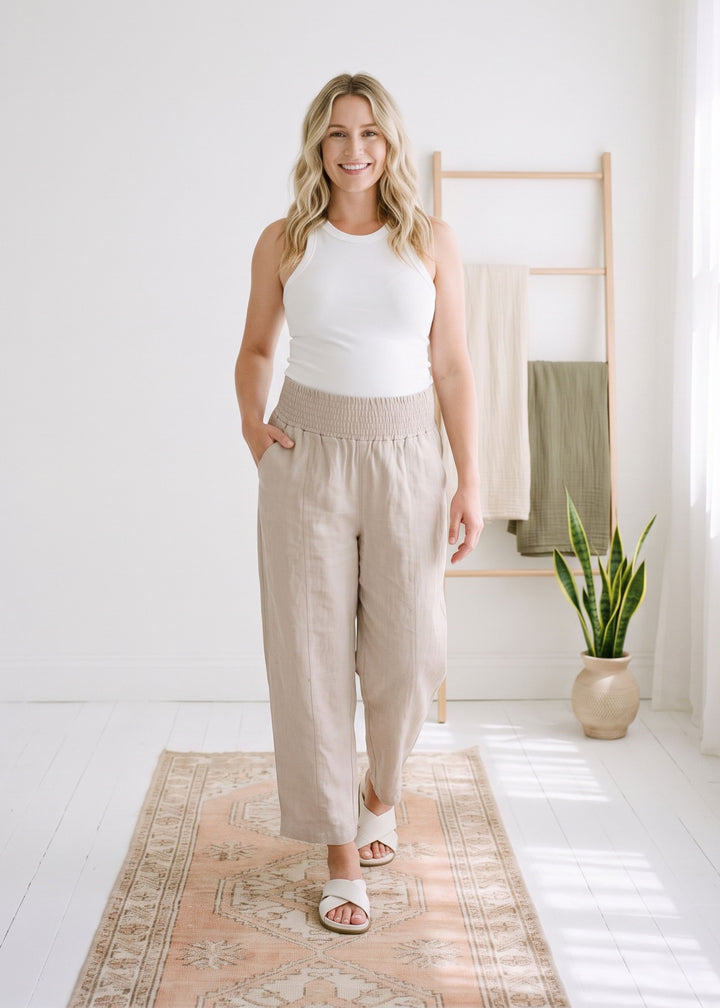 Balloon Maternity Pant in Linen/Cotton