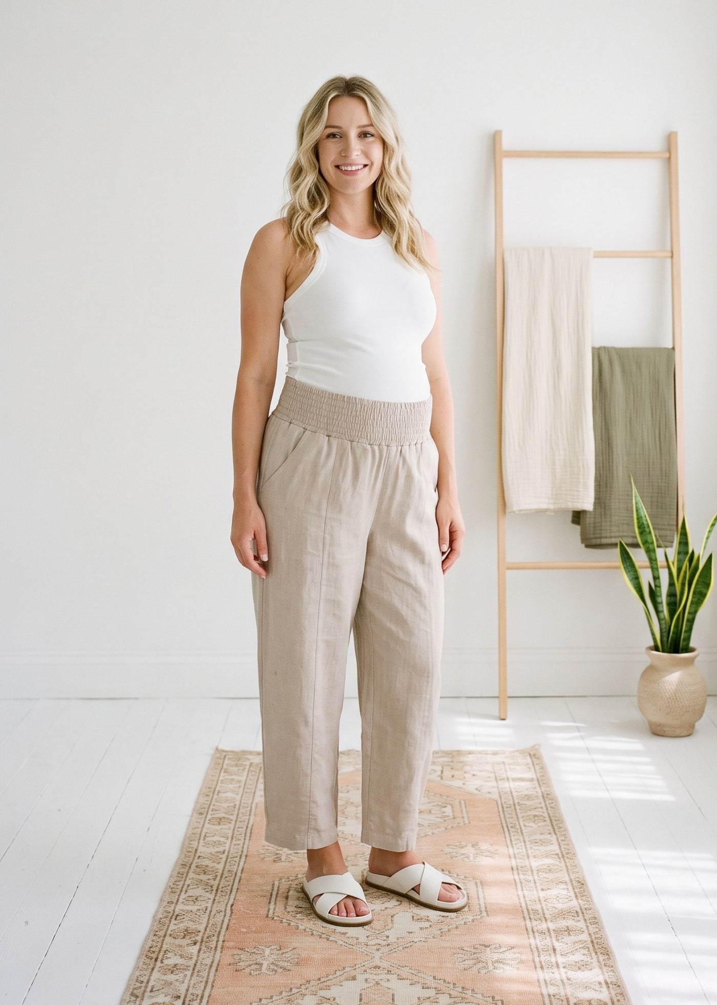 Balloon Maternity Pant in Linen/Cotton